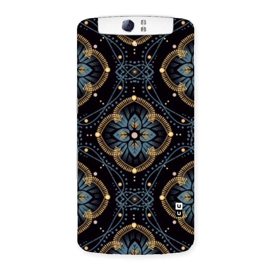 Blue With Black Flower Back Case for Oppo N1