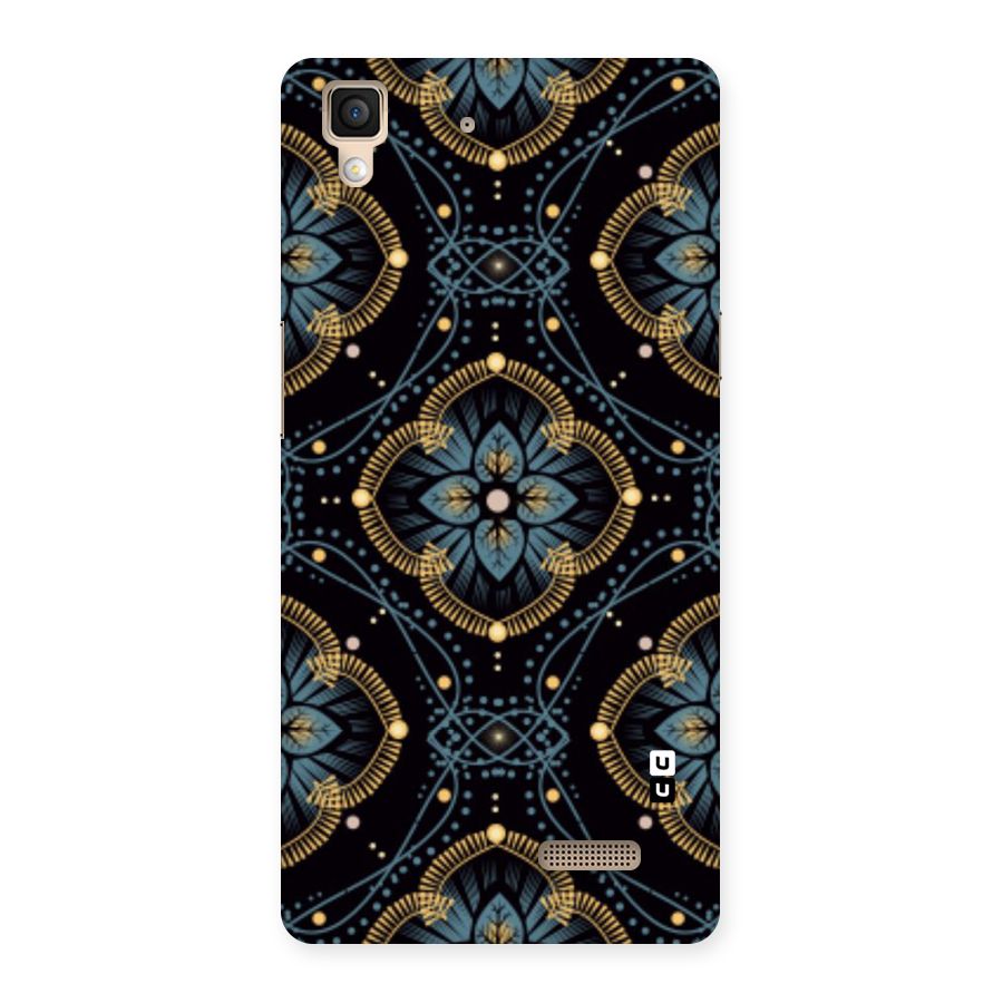 Blue With Black Flower Back Case for Oppo R7