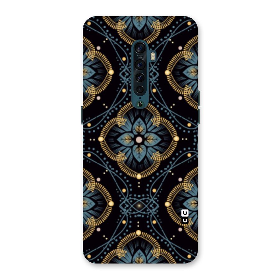 Blue With Black Flower Back Case for Oppo Reno2