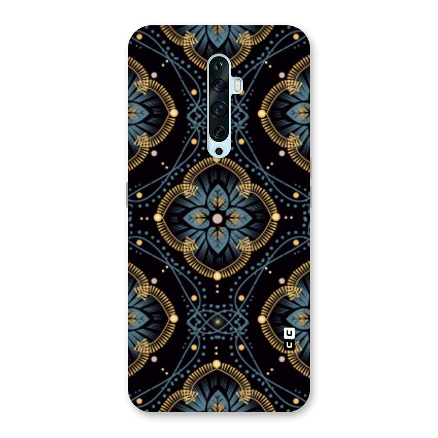 Blue With Black Flower Back Case for Oppo Reno2 F