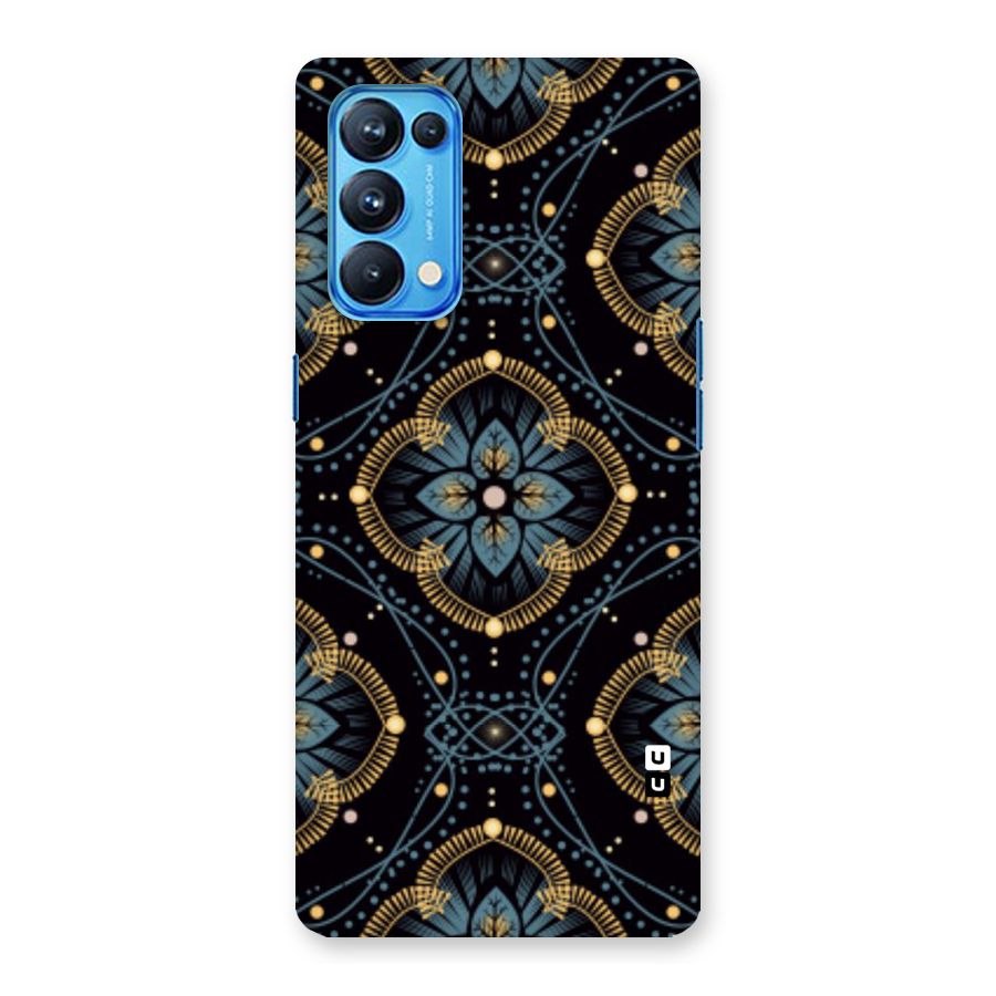Blue With Black Flower Back Case for Oppo Reno5 Pro 5G