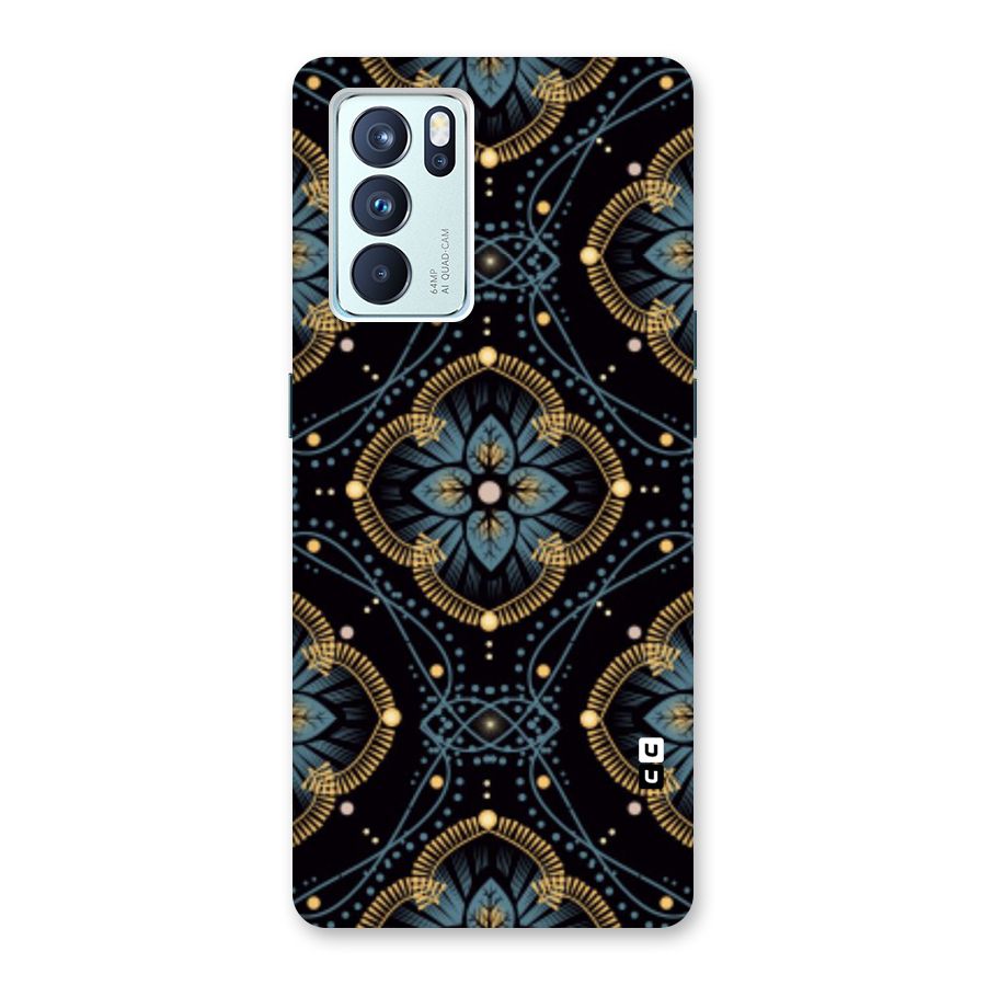 Blue With Black Flower Back Case for Oppo Reno6 Pro 5G