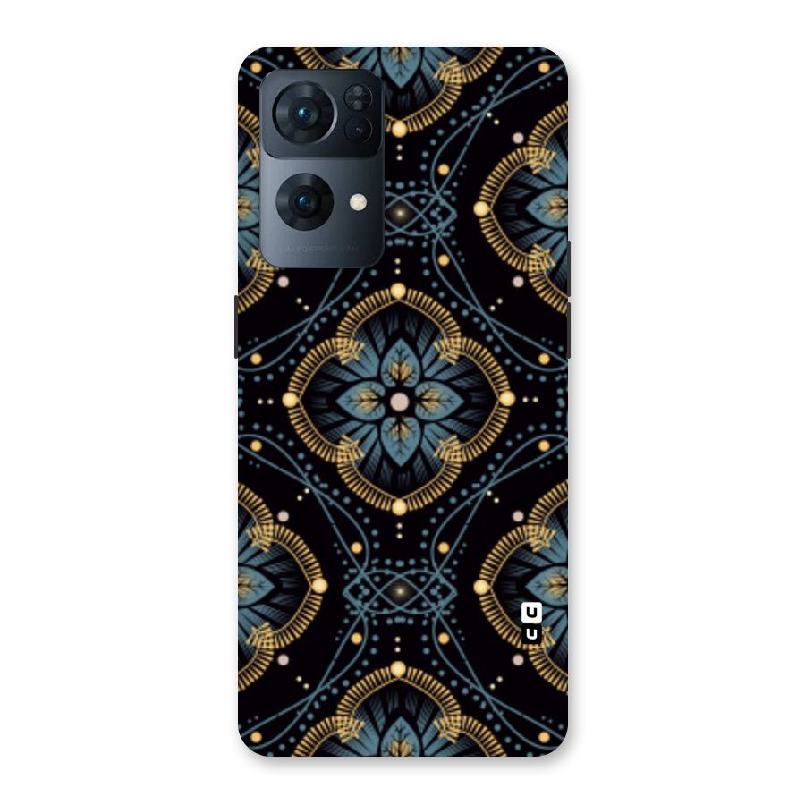Blue With Black Flower Back Case for Oppo Reno7 Pro 5G