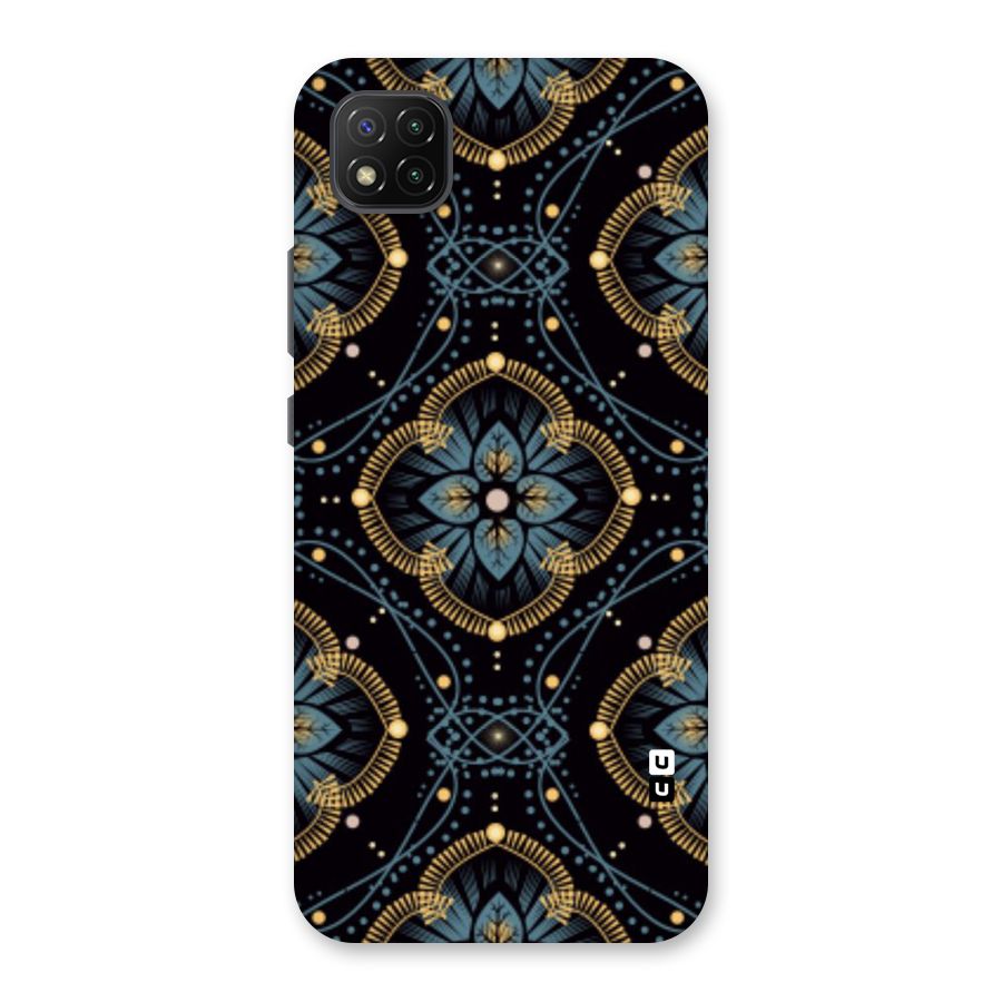 Blue With Black Flower Back Case for Poco C3