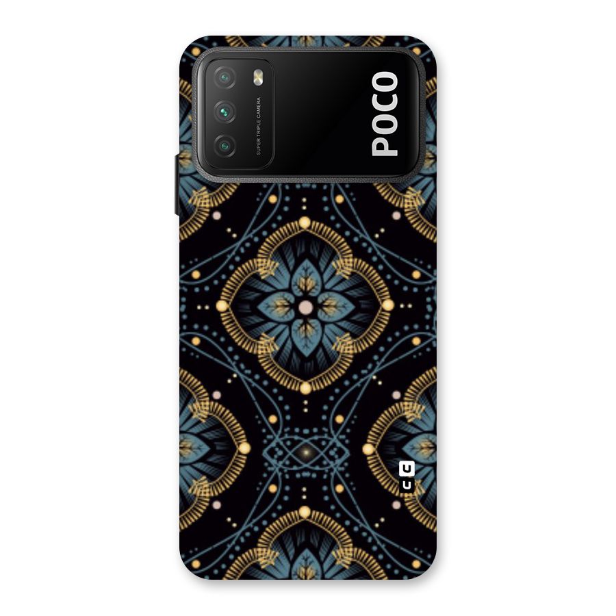 Blue With Black Flower Back Case for Poco M3