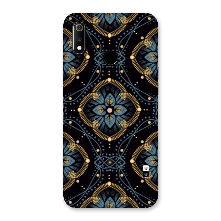Blue With Black Flower Back Case for Realme 3