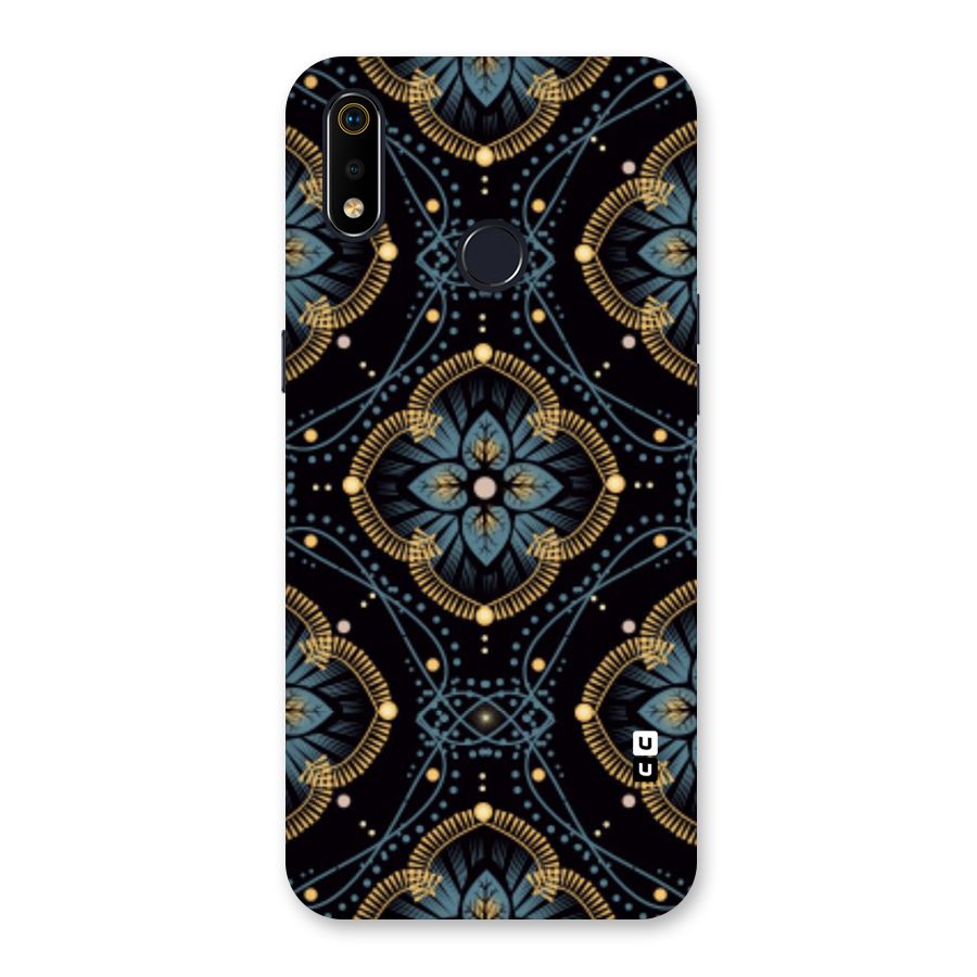 Blue With Black Flower Back Case for Realme 3i