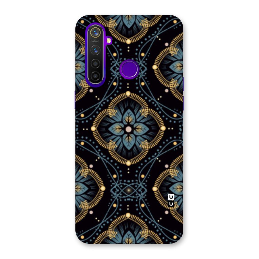 Blue With Black Flower Back Case for Realme 5 Pro