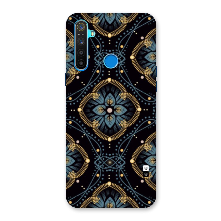 Blue With Black Flower Back Case for Realme 5s