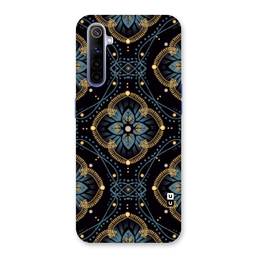 Blue With Black Flower Back Case for Realme 6i