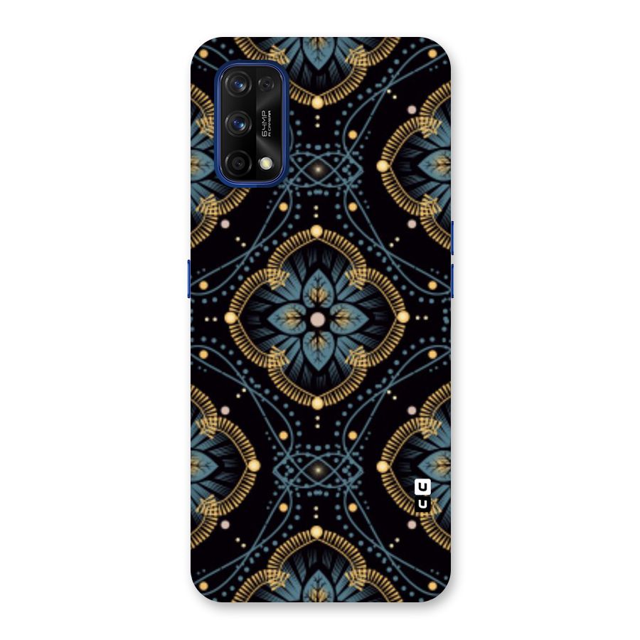 Blue With Black Flower Back Case for Realme 7 Pro
