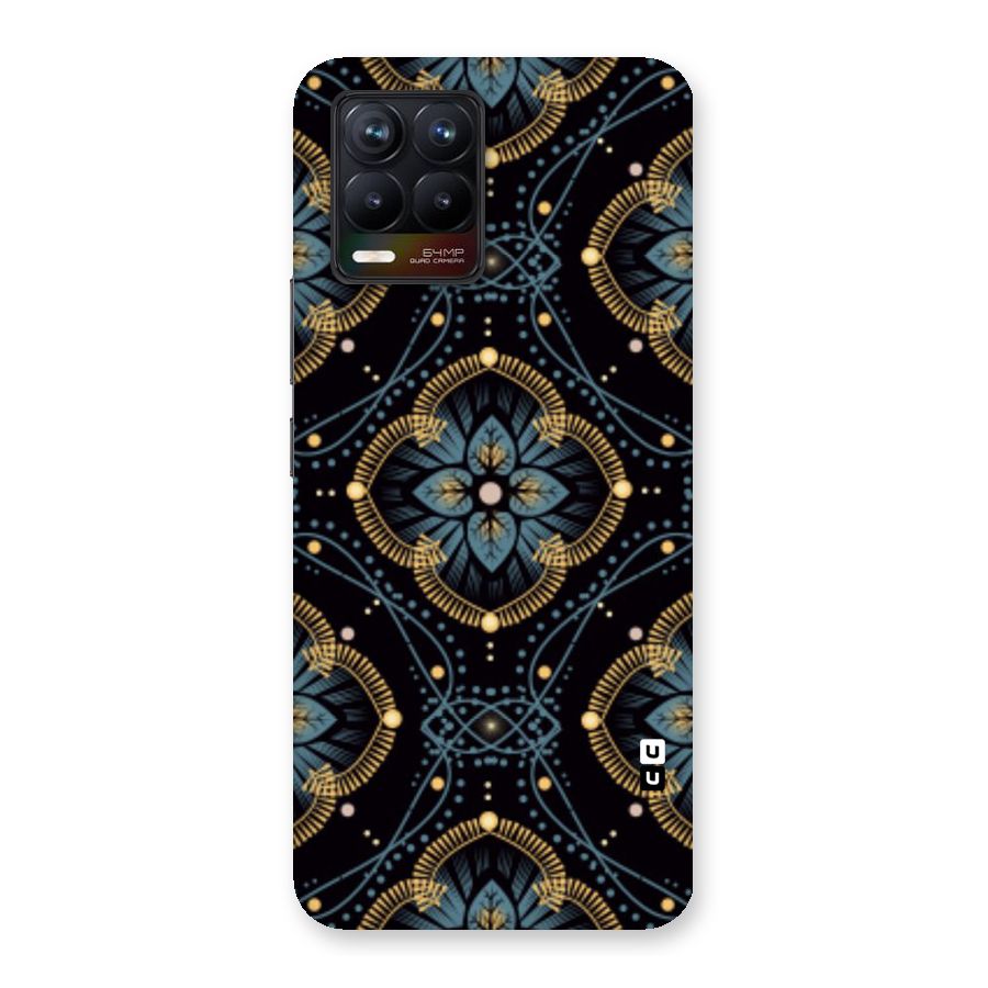 Blue With Black Flower Back Case for Realme 8