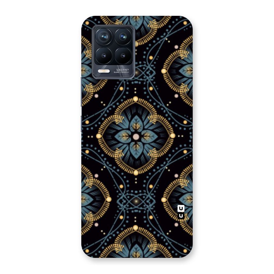 Blue With Black Flower Back Case for Realme 8 Pro