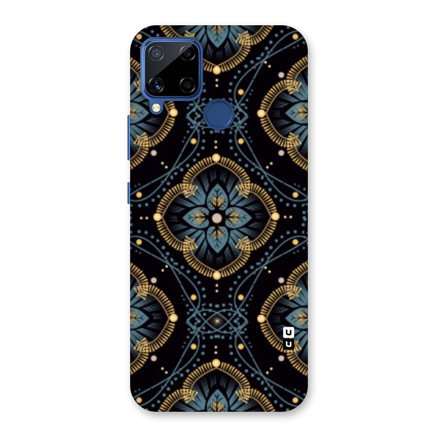 Blue With Black Flower Back Case for Realme C15