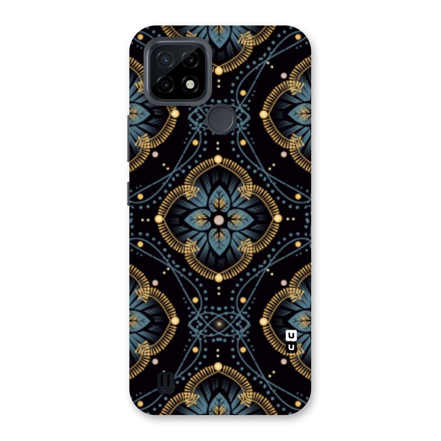 Blue With Black Flower Back Case for Realme C21