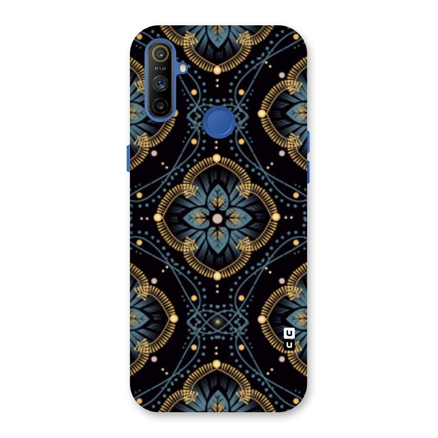 Blue With Black Flower Back Case for Realme Narzo 10A