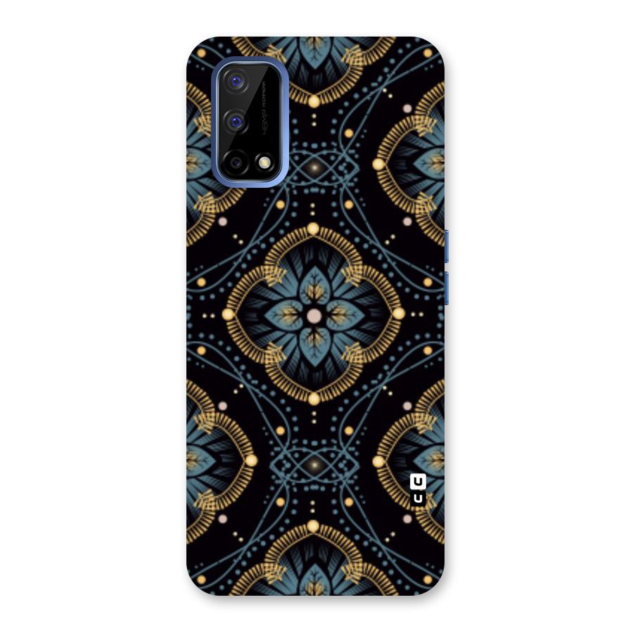 Blue With Black Flower Back Case for Realme Narzo 30 Pro