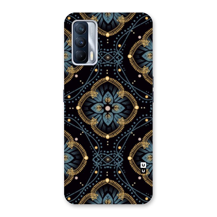 Blue With Black Flower Back Case for Realme X7