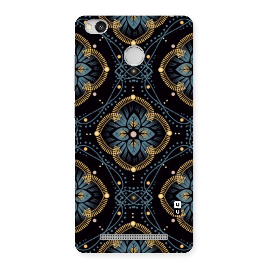 Blue With Black Flower Back Case for Redmi 3S Prime