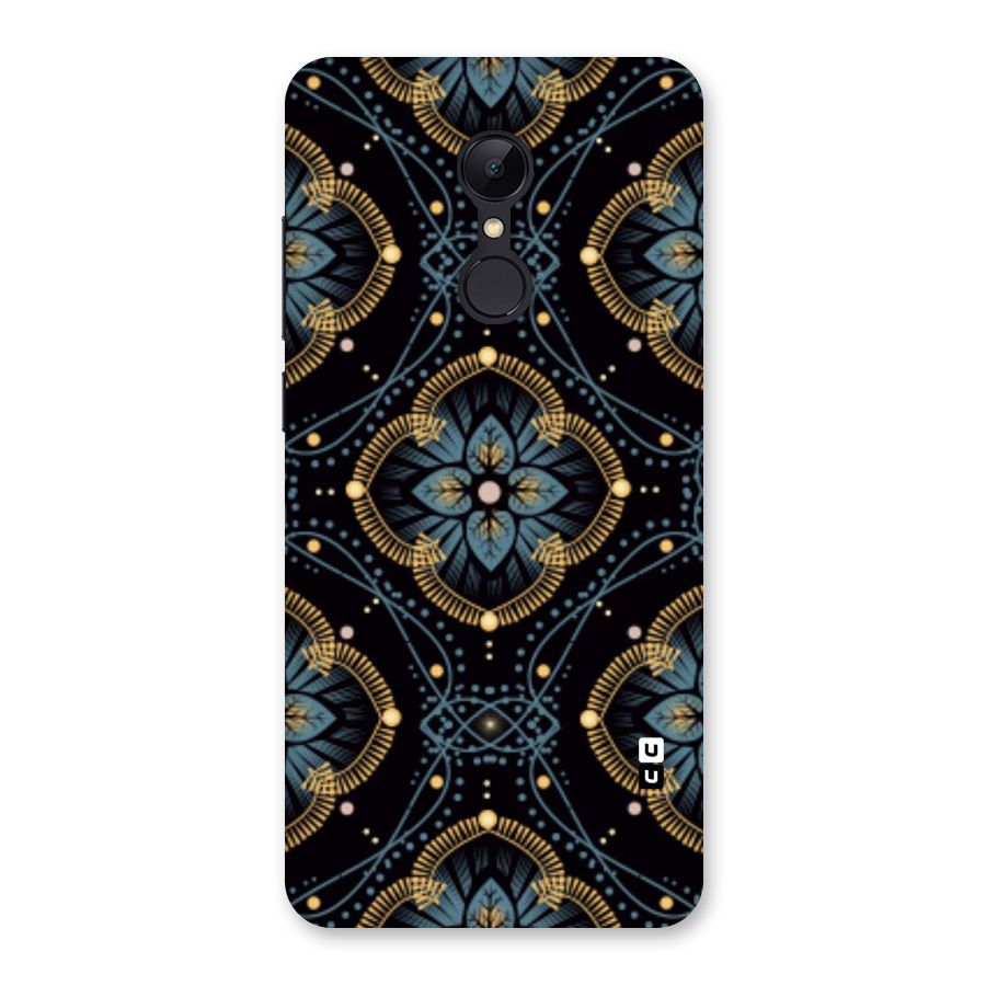 Blue With Black Flower Back Case for Redmi 5
