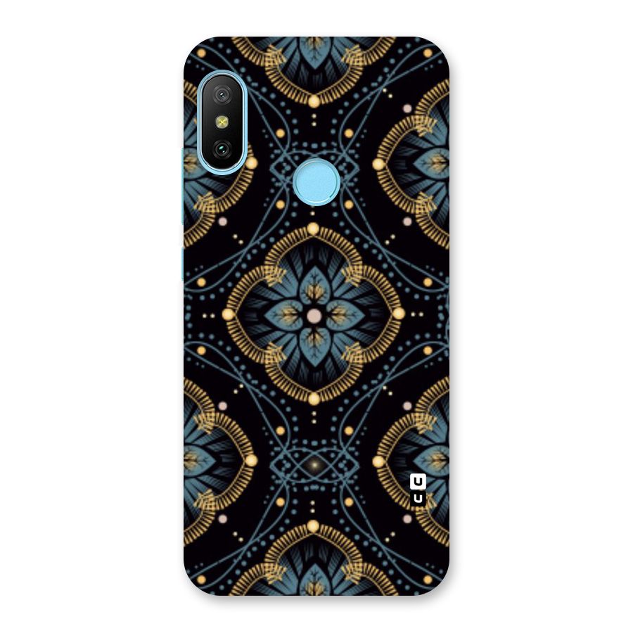 Blue With Black Flower Back Case for Redmi 6 Pro