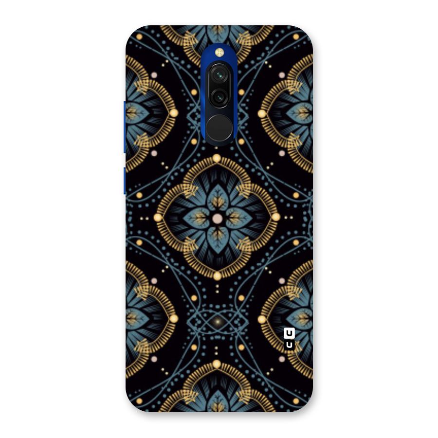 Blue With Black Flower Back Case for Redmi 8