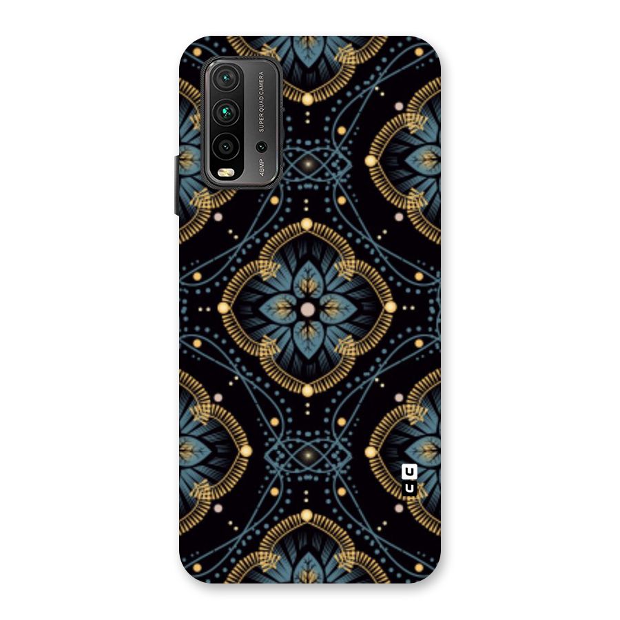 Blue With Black Flower Back Case for Redmi 9 Power