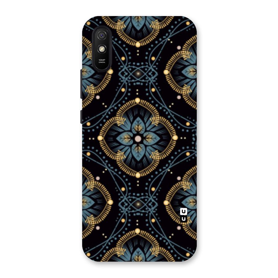 Blue With Black Flower Back Case for Redmi 9i