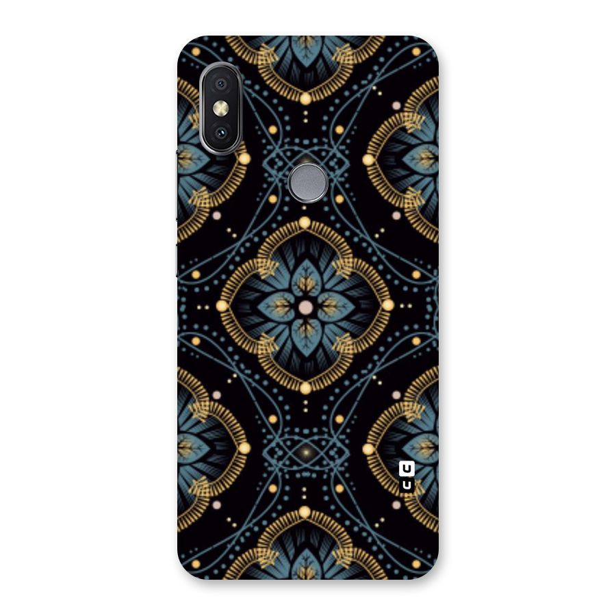 Blue With Black Flower Back Case for Redmi Y2