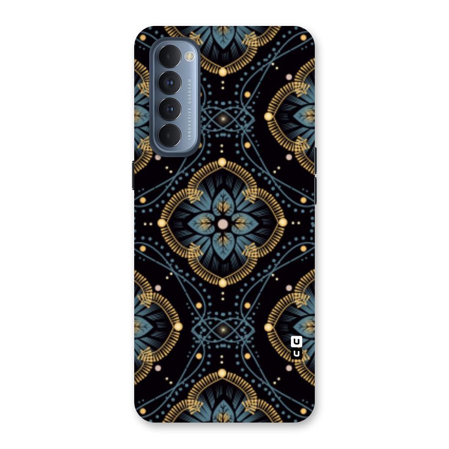 Blue With Black Flower Back Case for Reno4 Pro