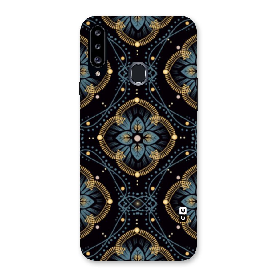 Blue With Black Flower Back Case for Samsung Galaxy A20s
