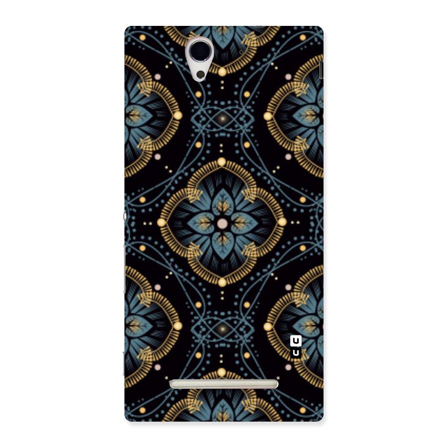Blue With Black Flower Back Case for Sony Xperia C3