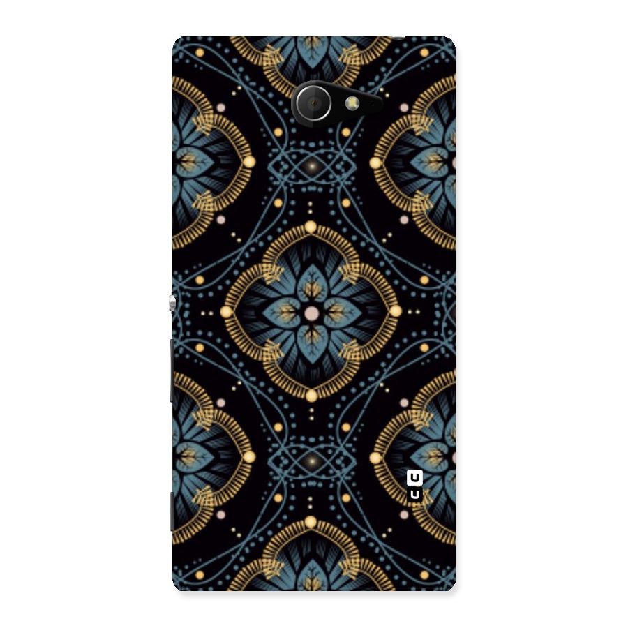 Blue With Black Flower Back Case for Sony Xperia M2