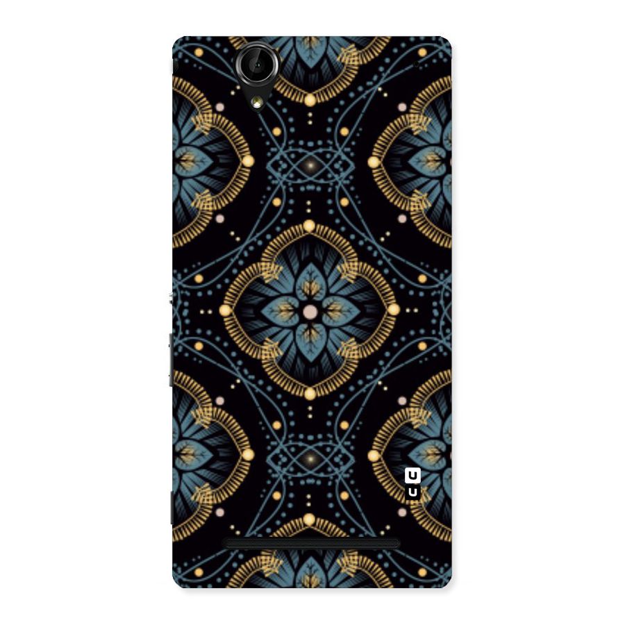 Blue With Black Flower Back Case for Sony Xperia T2