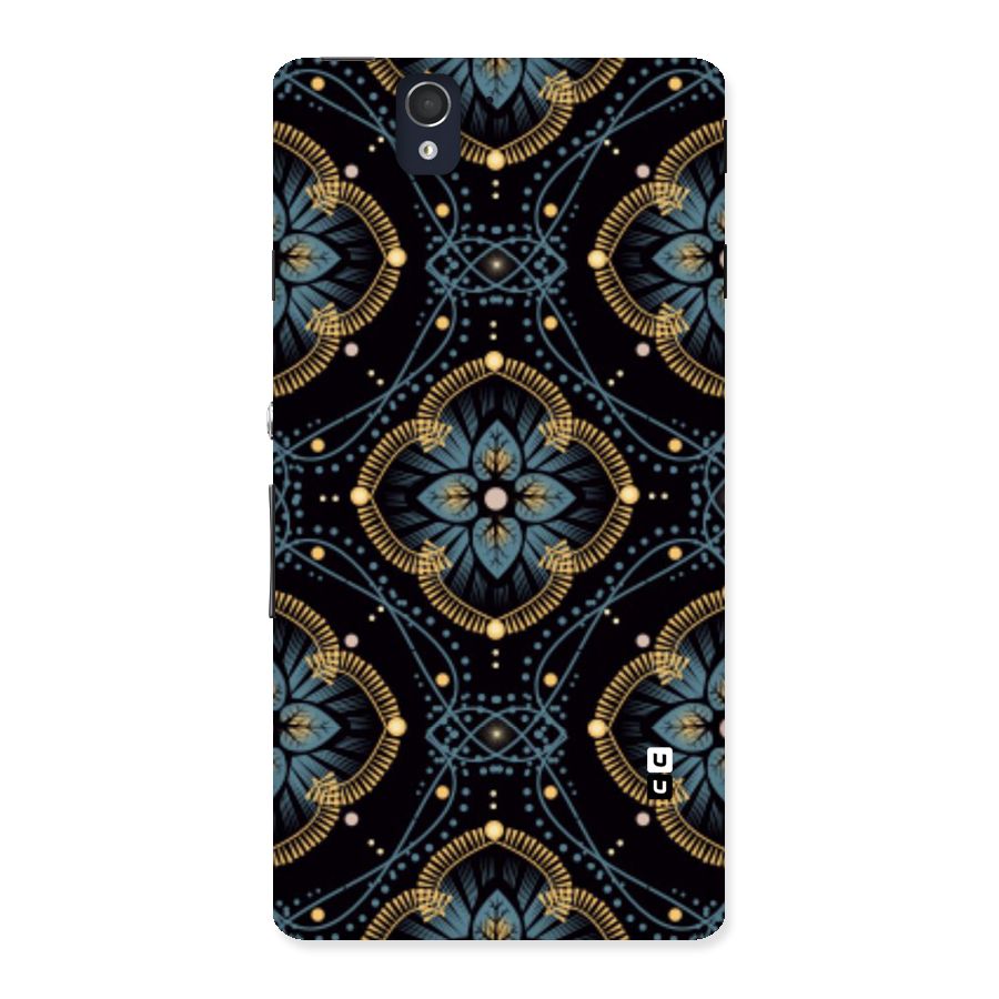 Blue With Black Flower Back Case for Sony Xperia Z