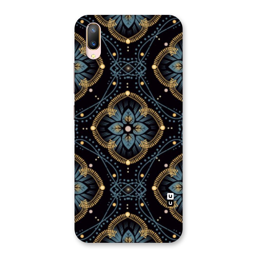 Blue With Black Flower Back Case for Vivo V11 Pro