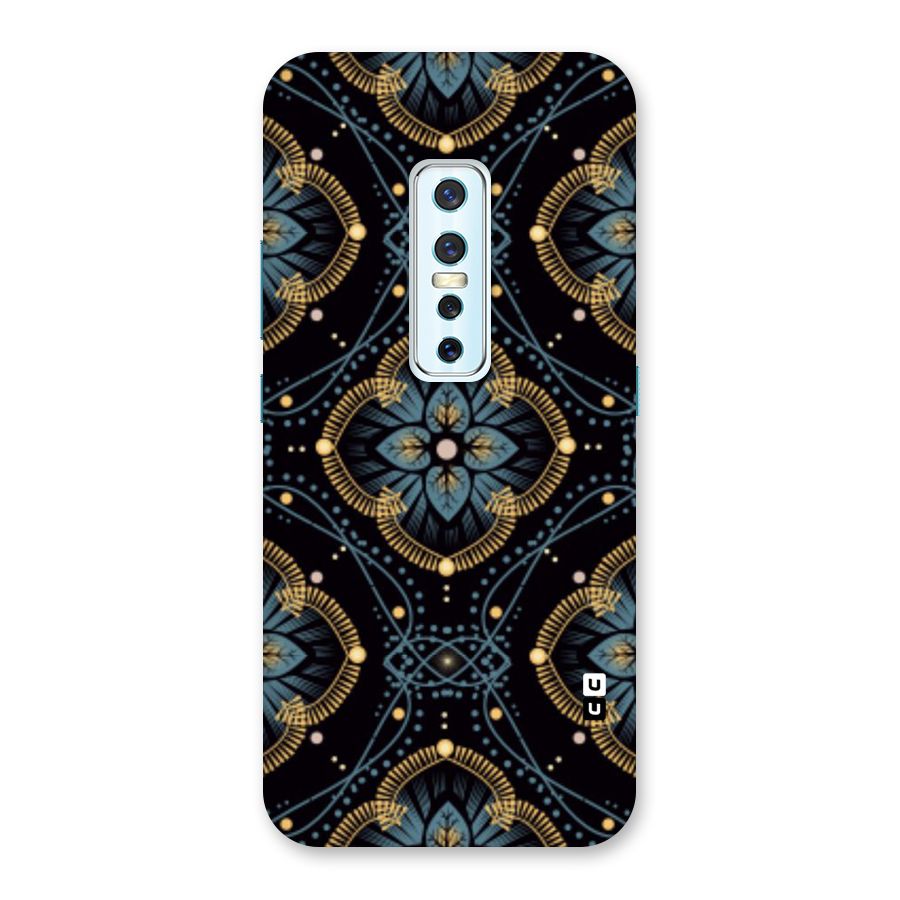 Blue With Black Flower Back Case for Vivo V17 Pro