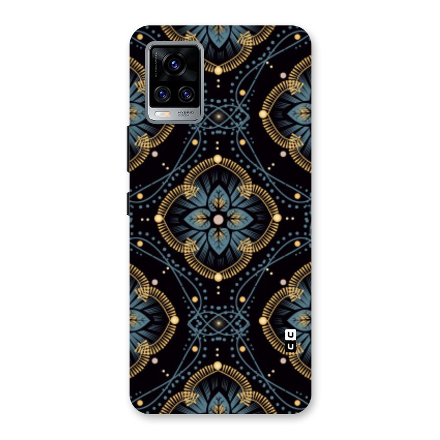 Blue With Black Flower Back Case for Vivo V20 Pro