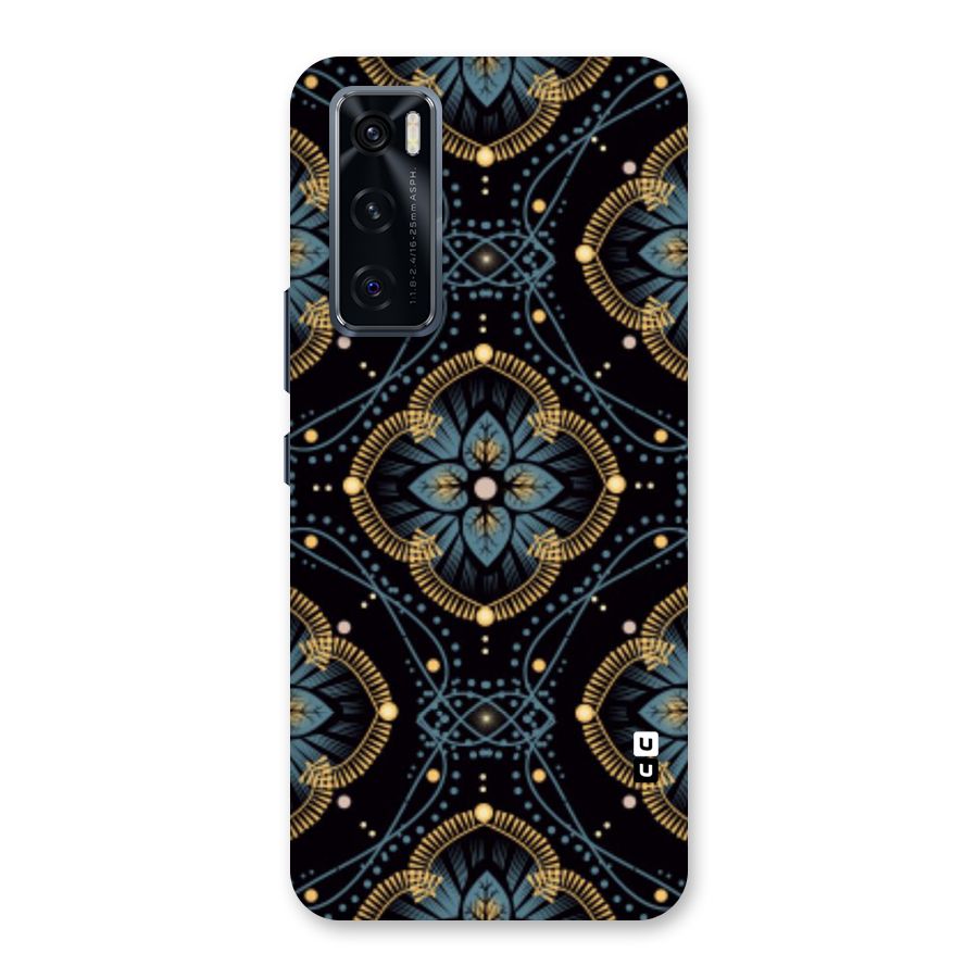 Blue With Black Flower Back Case for Vivo V20 SE