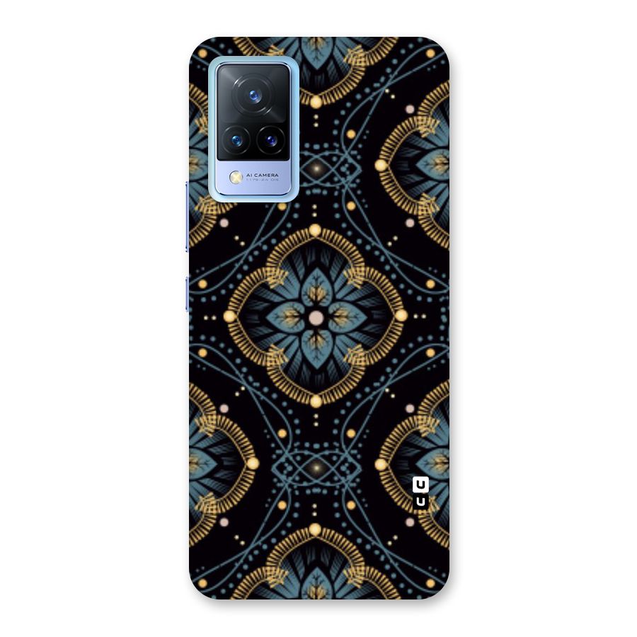 Blue With Black Flower Back Case for Vivo V21 5G