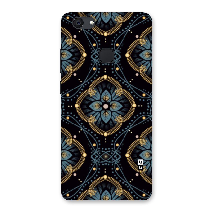 Blue With Black Flower Back Case for Vivo V7 Plus