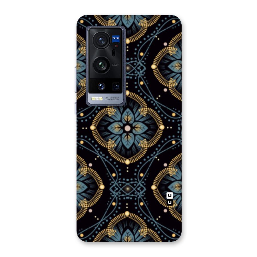 Blue With Black Flower Back Case for Vivo X60 Pro Plus