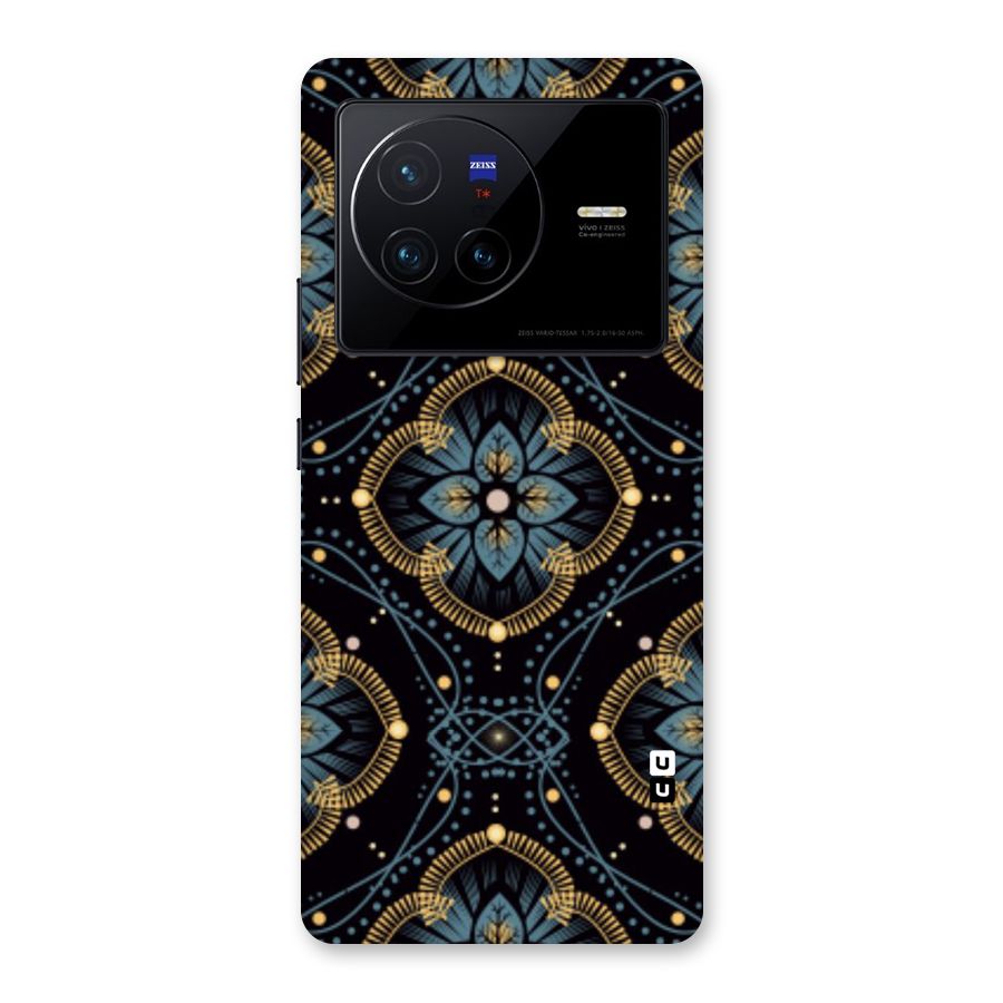 Blue With Black Flower Back Case for Vivo X80