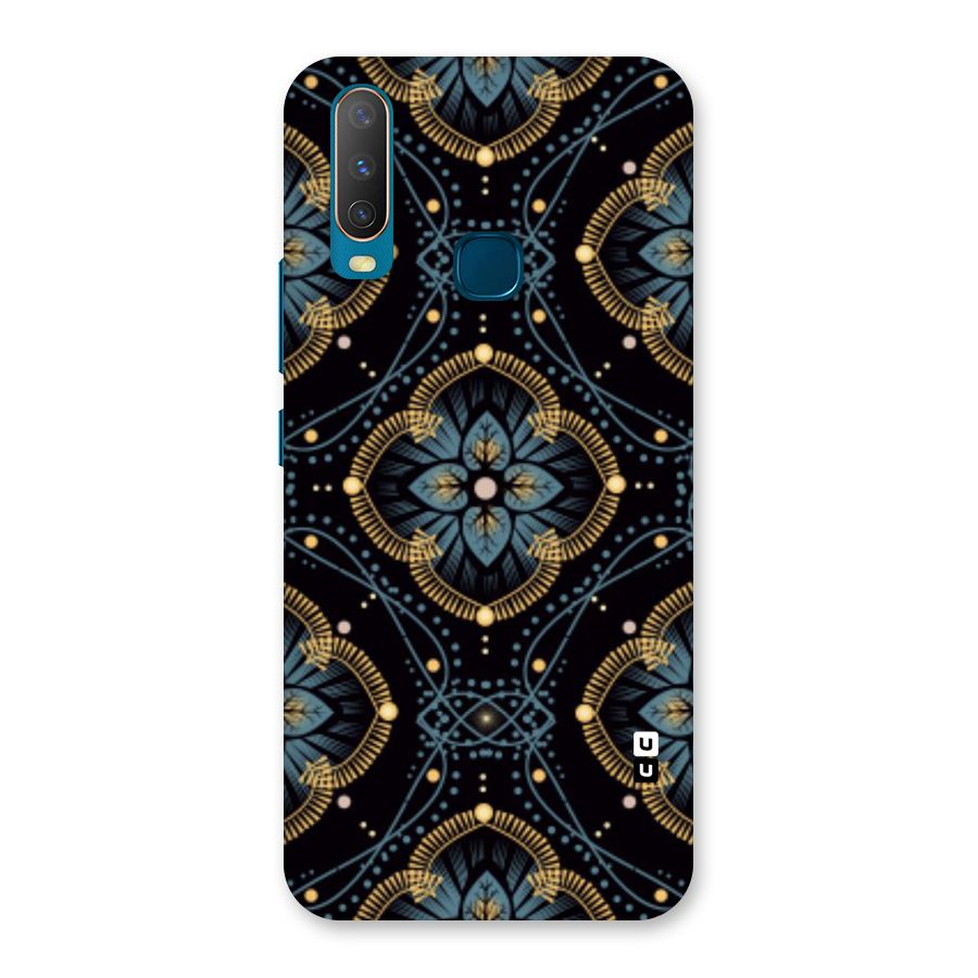 Blue With Black Flower Back Case for Vivo Y11