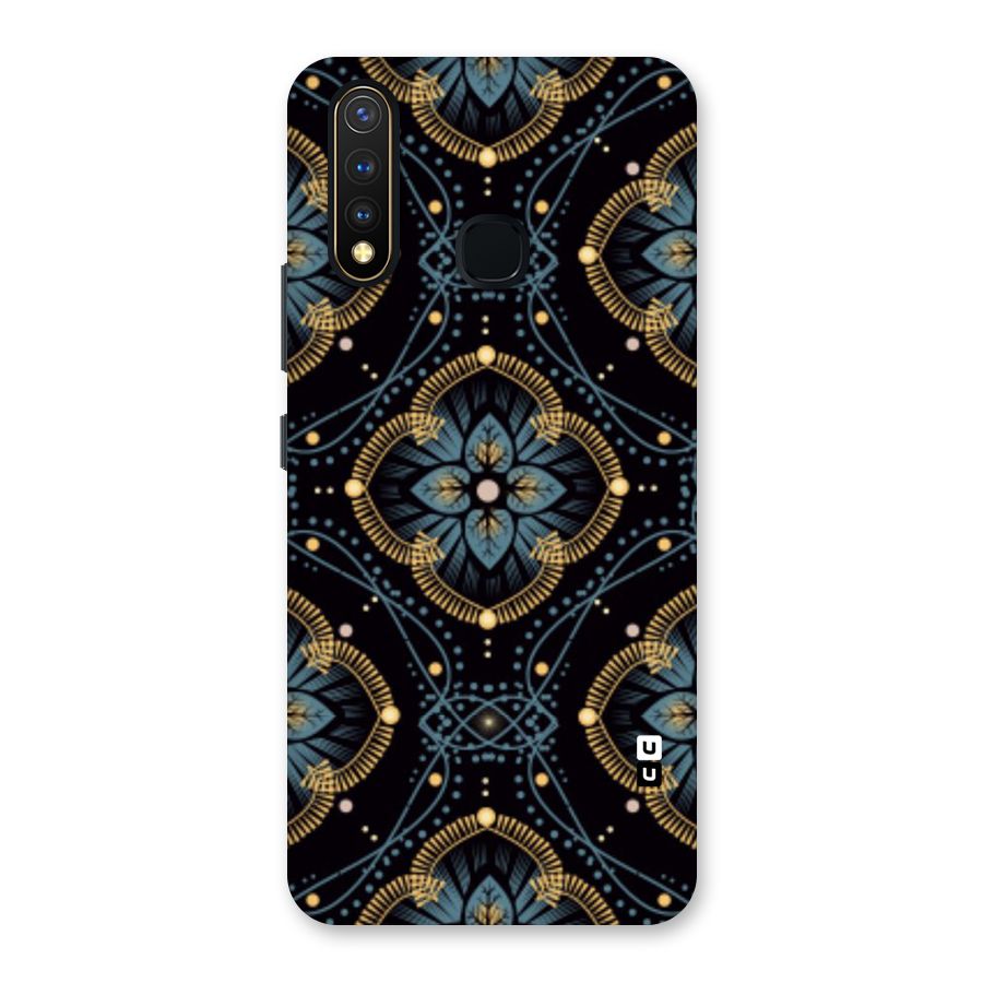 Blue With Black Flower Back Case for Vivo Y19