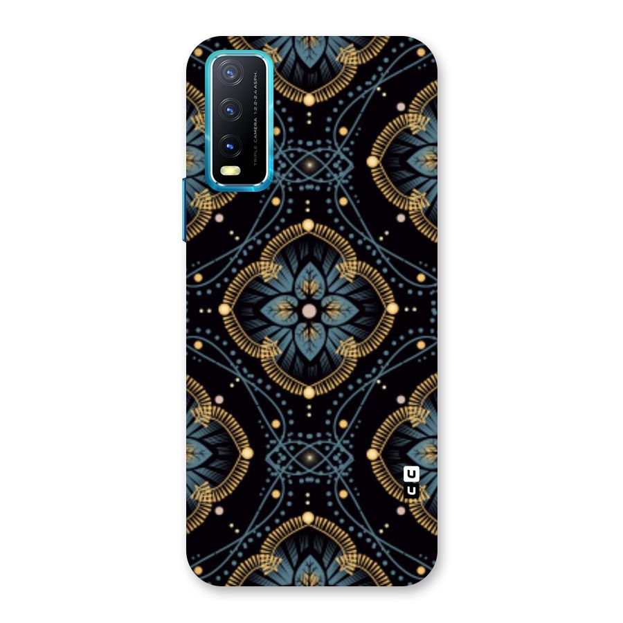 Blue With Black Flower Back Case for Vivo Y20A