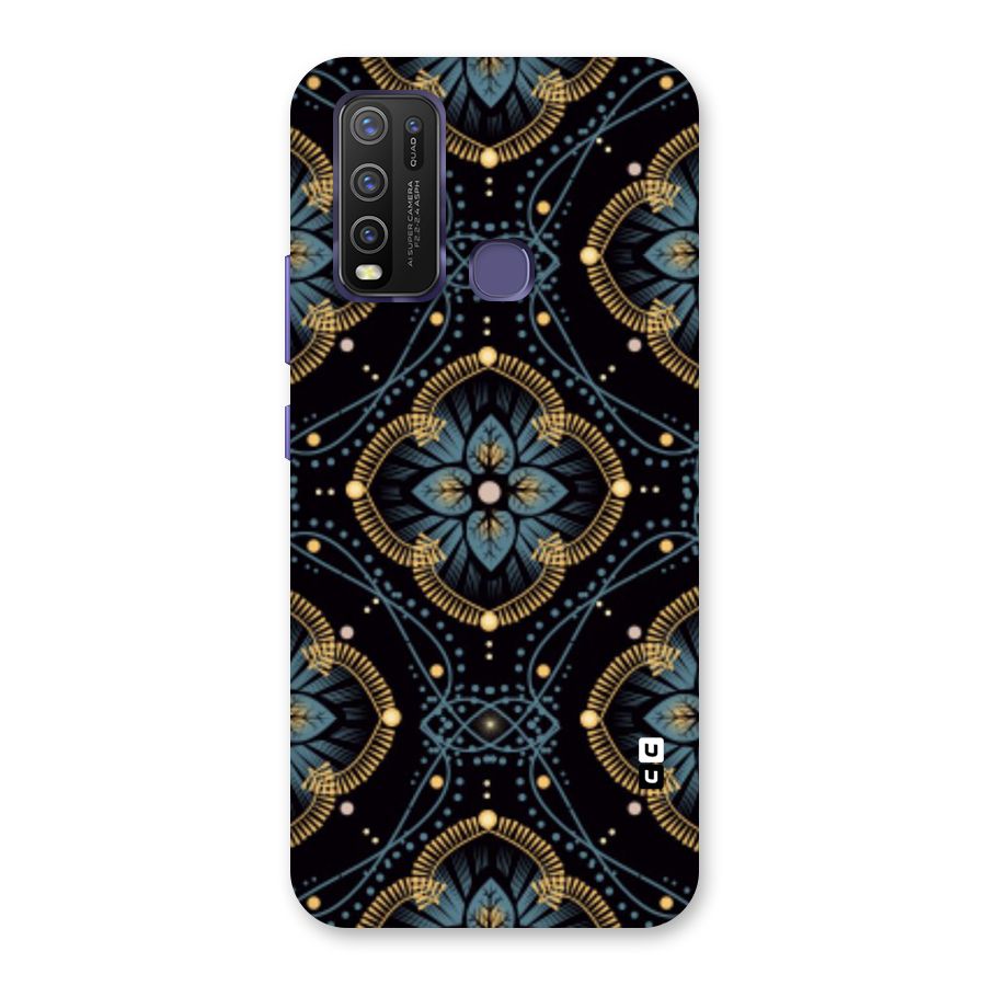 Blue With Black Flower Back Case for Vivo Y30