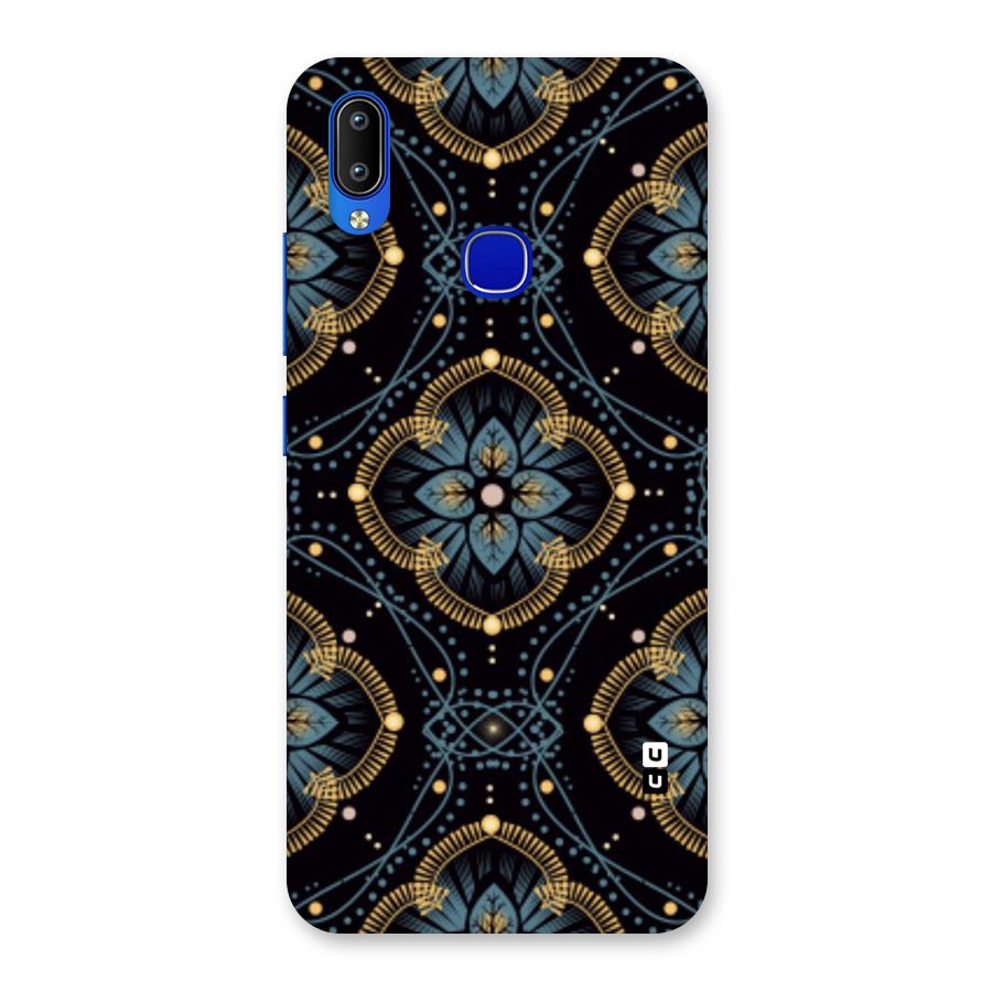 Blue With Black Flower Back Case for Vivo Y91