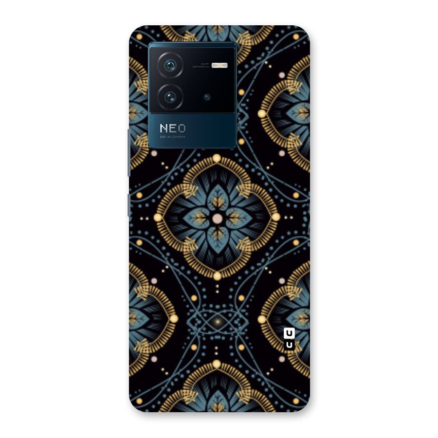 Blue With Black Flower Back Case for Vivo iQOO Neo 6 5G