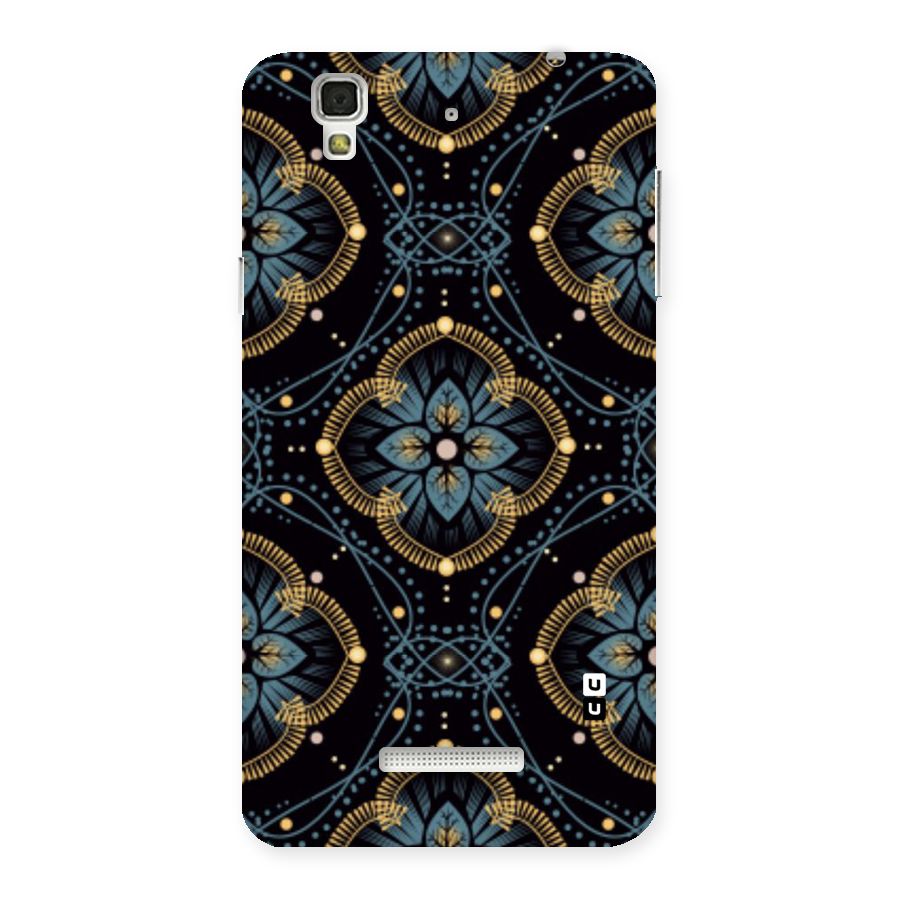 Blue With Black Flower Back Case for Yu Yureka